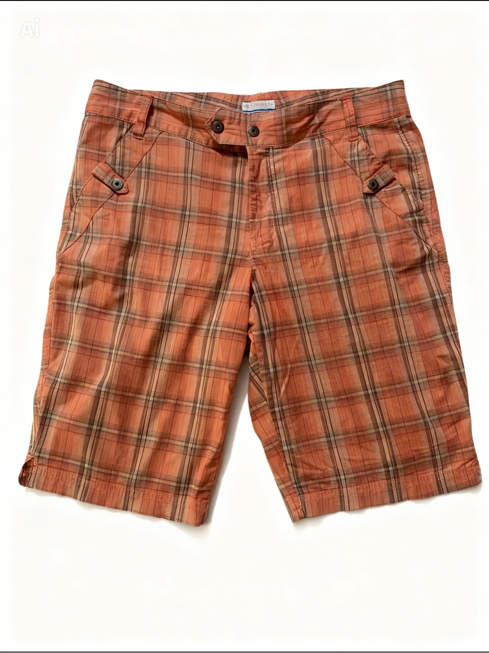Columbia Orange Plaid Cargo Shorts